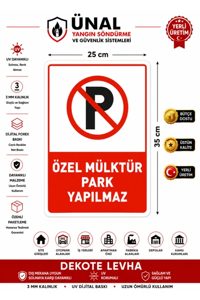 Park Etmek Yasaktır Uyarı Levhası 25x35 cm Dekota İkaz Tabelası Otopark Garaj ürün görseli 1