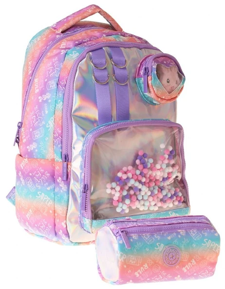 Kaukko Kids Rule Lila Kız Çocuk İlkokul Sırt Çantası ve Kalem Çantası Seti - SETKK-L5348C ürün görseli 1