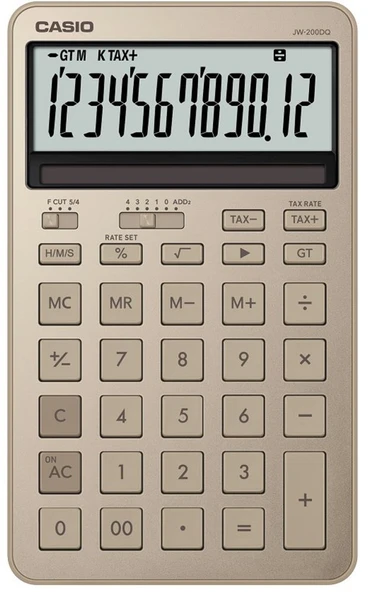 Casio JW-200DQ-GD12 Hane Parlak Altın Masa Üstü Hesap Makinesi ürün görseli 1