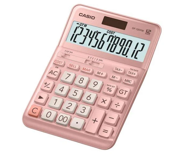 Casio DF-120FM-PK Pembe 12 Hane Masa Üstü Hesap Makinesi ürün görseli 1