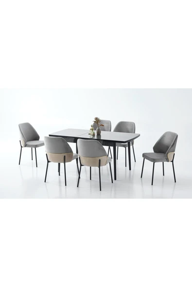 Star Gold Yaldızlı - High Gloss MDF Masalı Mutfak Salon Cafe Lokanta Masa & Sandalye Takımı ürün görseli 1