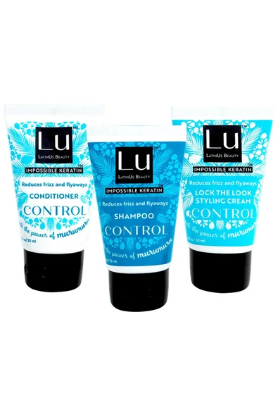 LatinUs Beauty Control Şampuan, Saç Kremi ve Şekillendirici Krem Seyahat Seti ürün görseli 1