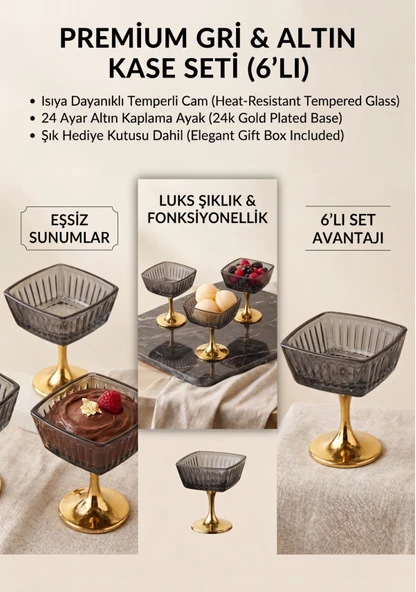 Hürrem Ayaklı Füme Lüster Cam Lokumluk & Sunumluk ürün görseli 1