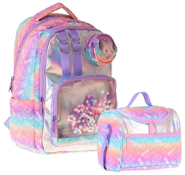 Kaukko Kids Rule Kız Çocuk Lila İlkokul Sırt Çantası ve Beslenme Çanta Seti - SETKK-L5348B ürün görseli 1