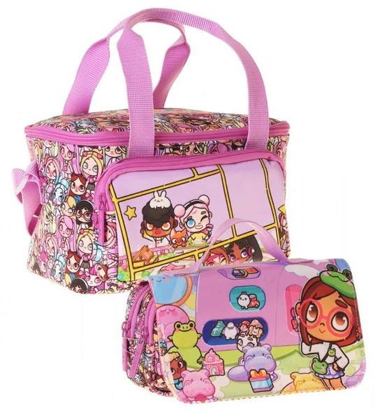 Kaukko Kids Kız Çocuk Nagy Baskılı Pembe Thermo Beslenme Çantası ve Kalemlik Seti - SETKK-L5334 ürün görseli 1