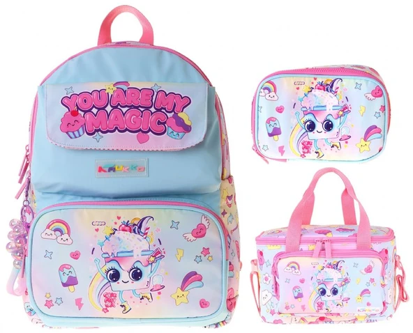 Kaukko Kids Magic(Pembe Renk) Kız Çocuk Üçlü İlkokul Okul Çantası Seti/Takımı - SETKK-L5283D ürün görseli 1