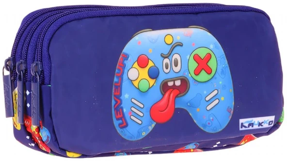 Kaukko Kids Good Game Baskılı Lacivert - Kırmızı Erkek Çocuk Okul Kalemliği Kalem Çantası - L5391 ürün görseli 1