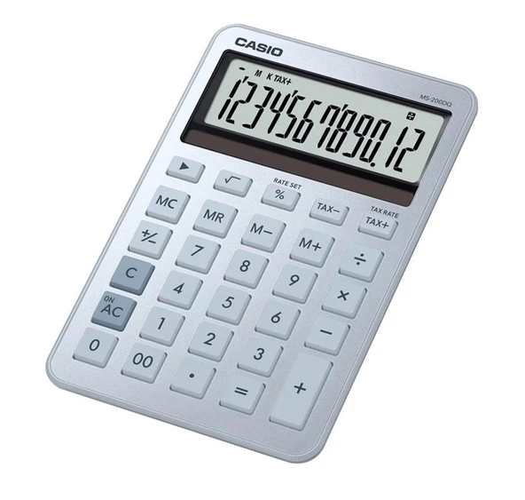 Casio MS-200DQ-BU 12 Hane Buz Mavisi Masa Üstü Hesap Makinesi ürün görseli 1