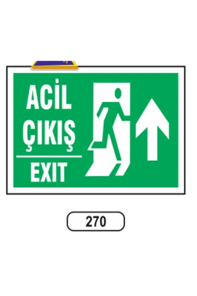 Çıkış (yukarı Ok) Uyarı Levhası 25x35 cm PVC Kolay Montaj İkaz Tabelası Kapı Duvar ürün görseli 1