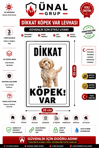 Dikkat Köpek Var Uyarı Levhası 8x21 cm PVC İkaz Tabelası Bahçe Kapı ürün görseli 1
