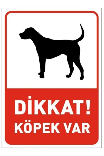 Dikkat! Köpek Var Uyarı Levhası 25x35 cm Kolay Montaj İkaz Tabelası PVC ürün görseli 1