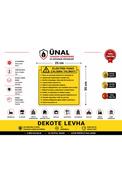Elektrik Pano Çalışma Talimatı Levhası 25x35 cm Dekote Levha 3 mmlı Elektrik İkaz Tabelası ürün görseli 1