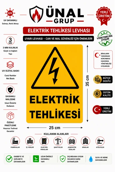 İş Güvenliği Uyarı Levhası 25x35 cm. (dikkat Ölüm Tehlikesi) Kolay Montaj İkaz Tabelası ürün görseli 1