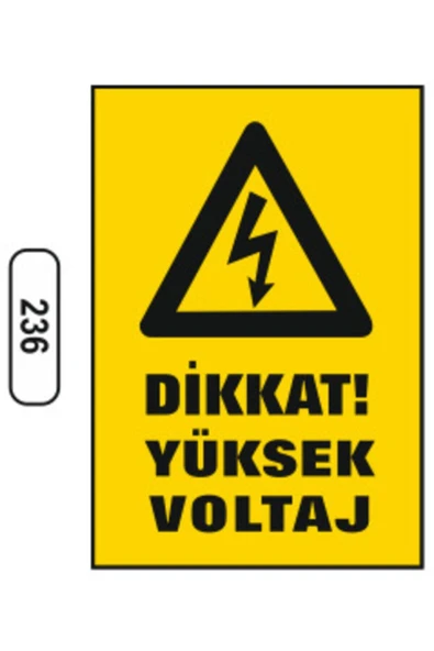 Dikkat Yüksek Voltaj Uyarı İkaz Levhası Kolay Montaj İş Yeri Apartman Uyumlu ürün görseli 1