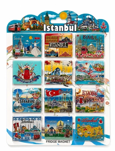 İstanbul Temalı Silikon Buzdolapı Süsü Magnet 12'li Set Alk5806 ürün görseli 1