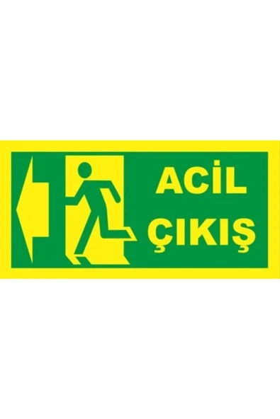 Acil Çıkış Yönlendirme Levhası 12x24 cm Fosforlu Fotolümen Dekota Kapı Duvar Yönlendirme Tabelası ürün görseli 1