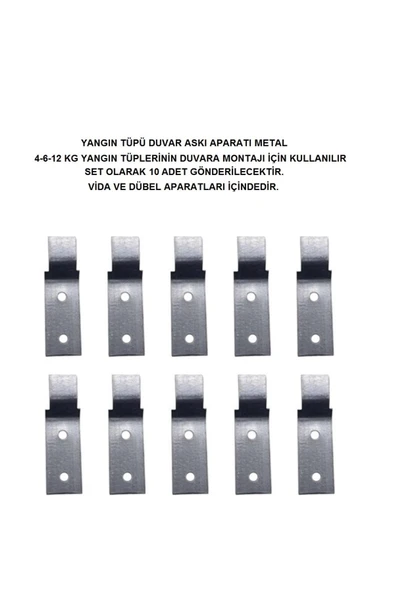 Yangın Tüpü Metal Askı Aparatı Metal 10'lu Set Vida Dübel Dahil Fabrika Uyumlu ürün görseli 1