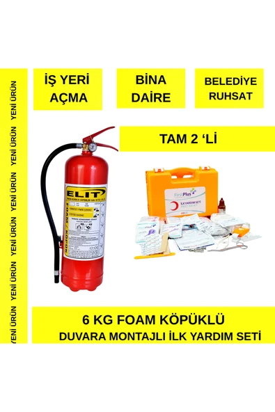 Belediye Ruhsata Uygun 6 kg Foam Köpüklü + İlk Yardim Çantası Araç İçin Ev İçin Yangın ürün görseli 1