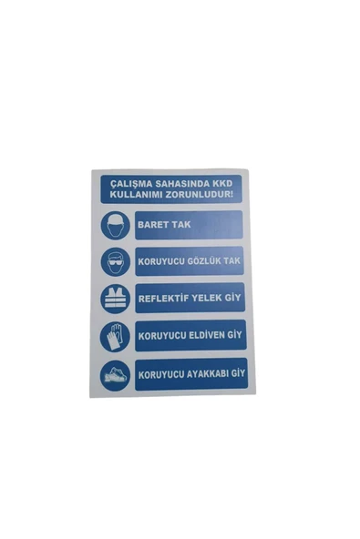 Çalışma Sahasında Kkd Kullanımı Zorunludur Uyarı Levhası 25x35 cm PVC İkaz Tabelası ürün görseli 1