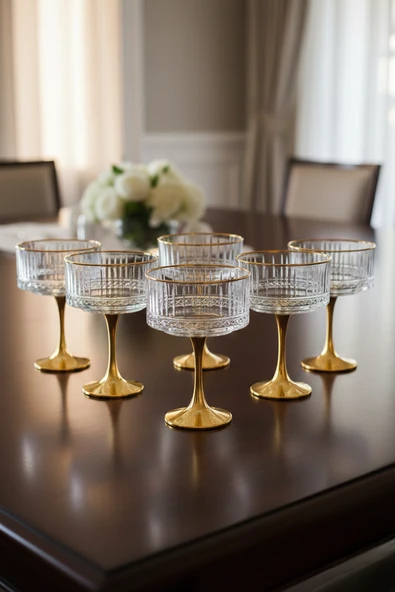 Round Metal Ayaklı Sunumluk 6 Lı Gold ürün görseli 1