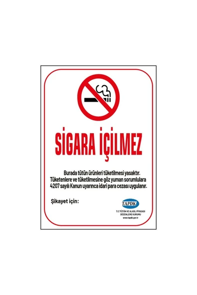 Sigara İçilmez 25,35 cm Uyarı İkaz Levhası İkaz Tabelası ürün görseli 1