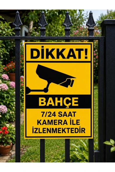 7/24 Kamera ile İzlenmektedir Uyarı Levhası 25x35 cm PVC İkaz Tabelası Bahçe Kapı ürün görseli 1