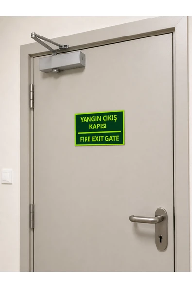 Yangın Çıkış Kapısı Fire Exit Gate Levhası Fotolümenli PVC UV Baskı Kolay Montaj ürün görseli 1