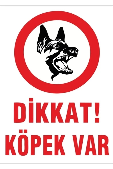 Dikkat Köpek Var Uyarı Levhası 35x50 cm Folyo Sticker Ofis Bahçe Kapı ürün görseli 1