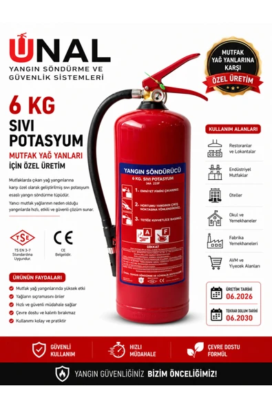 6 kg Sıvı Potasyum Yangın Söndürme Tüpü Araç İçin Ev İçin İş Yeri İçin ürün görseli 1