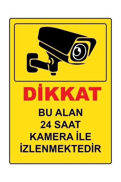 Kamera ile İzlenmektedir Uyarı Levhası 25x20 cm PVC Folyo Sticker Kapı Duvar ürün görseli 1
