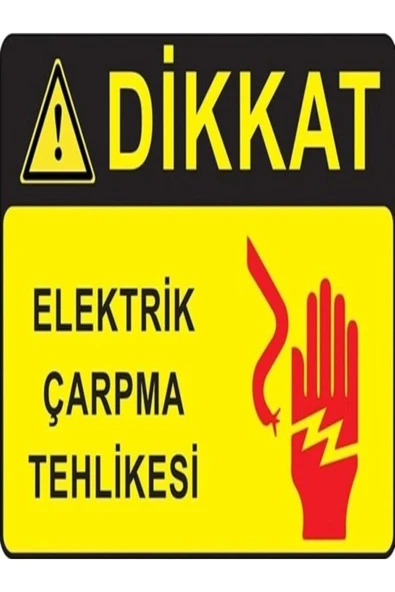 Elektril Çarpma Uyarı Levhası 25x35 cm İş Yeri Apartman Uyumlu PVC İkaz Tabelası ürün görseli 1