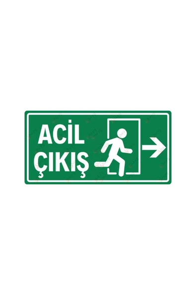 Acil Çıkış Levhası Sağ Yön Uyarı Yönlendirme Levhası 30x25 cm Kolay Montaj ürün görseli 1