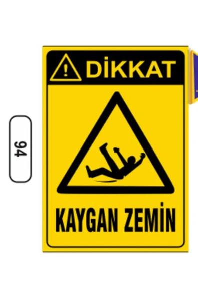 Dikkat Kaygan Zemin Levhası 25x35 cm Kapı Duvar İkaz Tabelası ürün görseli 1