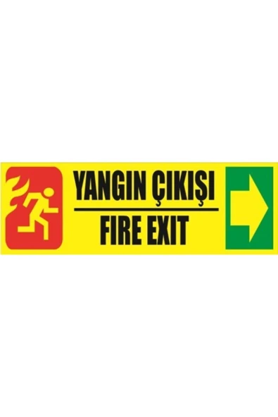 Fosforlu Fotolümen Levha Yangın Çıkışı Fire Exıt Yönlendirme Sağ Ok 10x30 cm Kolay Montaj ürün görseli 1