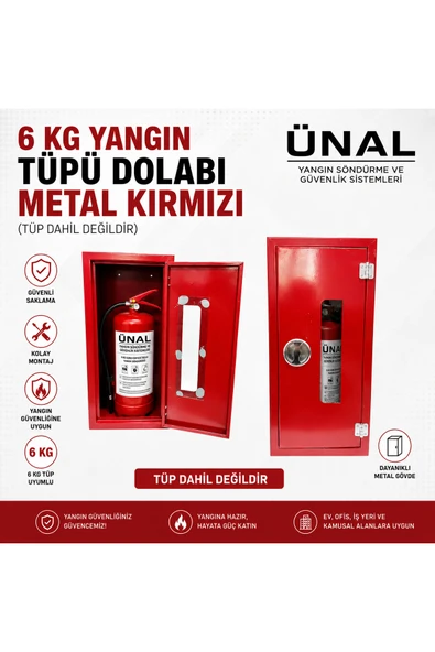 6 kg Yangın Tüpü Dolabı Metal Kırmızı Yangın Söndürücü Kabini (Tüp Dahil Değildir) ürün görseli 1