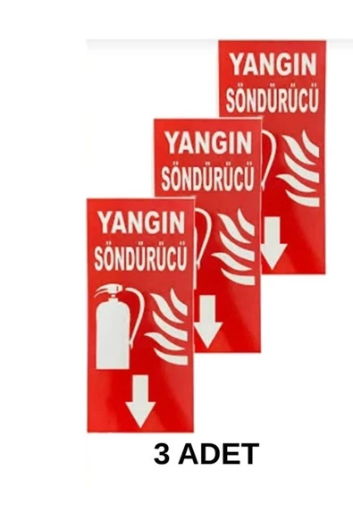 3 Adet Yangın Söndürme Cihazı Yönlendirme Levhası PVC İkaz Tabelası Apartman Site ürün görseli 1