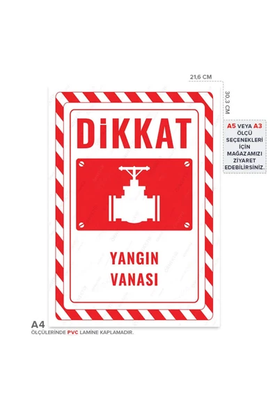 Ul2683 A4 Yangın Vanası Uyarı Levhası (21,6x30 cm,3cm) 6x30 cm PVC İkaz Tabelası ürün görseli 1