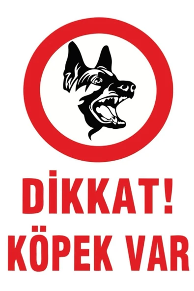 Dikkat Köpek Var Levhası Kolay Montaj İş Yeri Apartman Uyumlu İkaz Tabelası PVC ürün görseli 1