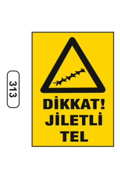 Dikkat Jiletli Tel Uyarı İkaz Levhası İş Yeri Apartman Uyumlu PVC İkaz Tabelası ürün görseli 1