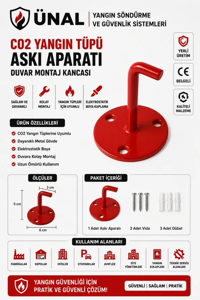 CO2 Yangın Tüpü Askı Aparatı Duvar Montaj Kancası Metal Yangın Söndürücü Tutucu Askılık ürün görseli 1