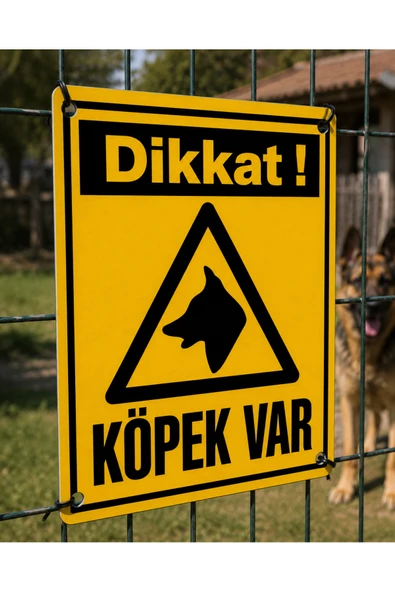 Dikkat Köpek Var Uyarı Levhası 25x35 cm Dekota PVC İkaz Tabelası Ofis Bahçe Kapı ürün görseli 1