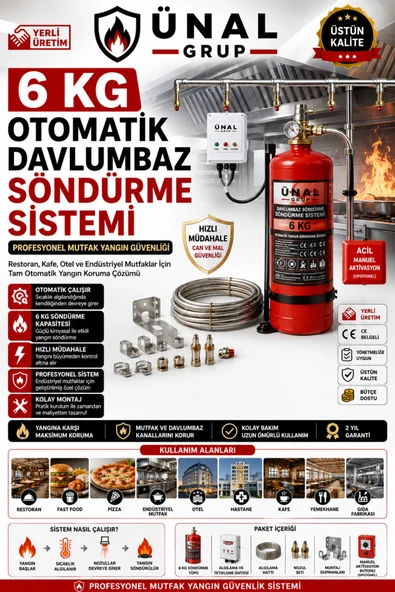 6 kg Davlumbaz Yangın Söndürme Sistemi Otomatik Mutfak Güvenliği Araç Oto Muayene ürün görseli 1