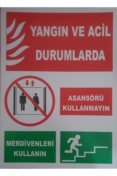 Yangın ve Acil Durumlarda Uyarı Levhası 25x35 cm Kolay Montaj PVC İkaz Tabelası Kapı Duvar ürün görseli 1