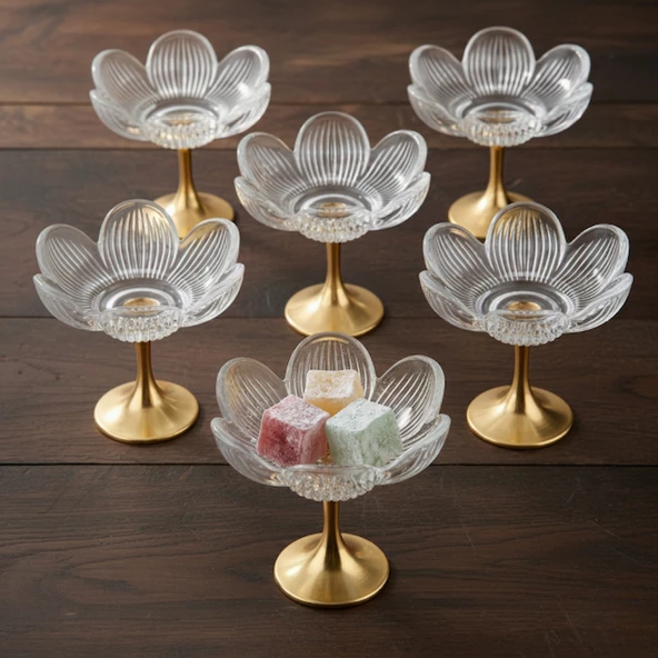 Lotus Metal Ayaklı Sunumluk 6 Lı Sade ürün görseli 1