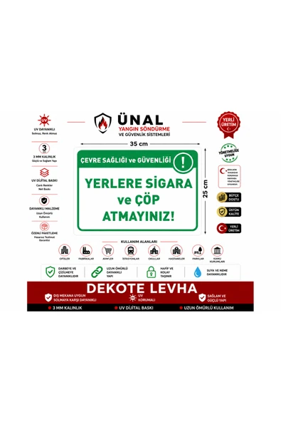 Yerlere Sigara ve Çöp Atmayınız! Uyarı Levhası ürün görseli 1