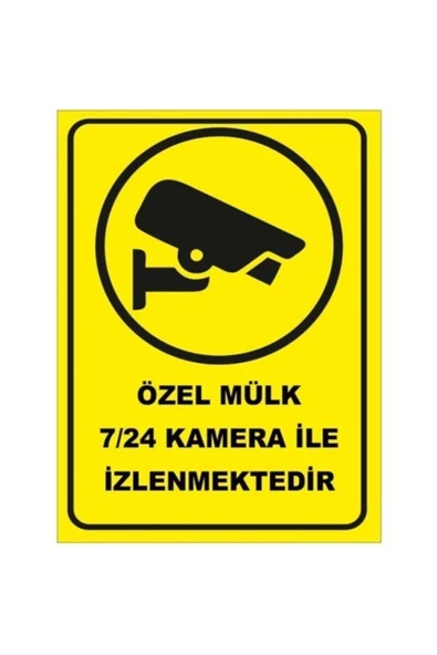 Özel Mülk 7-24 Kamera ile İzlenmektedir Levhası Tabelası 25x35 cm Dekota Levha ürün görseli 1
