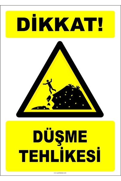 Dikkat Düşme Tehlikesi Uyarı Levhası 25x35 cm Kolay Montaj PVC İkaz Tabelası Kapı Duvar ürün görseli 1