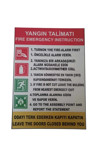 Yangın Talimatı Uyarı Levhası 25x35 cm İş Yeri Apartman Uyumlu PVC İkaz Tabelası ürün görseli 1