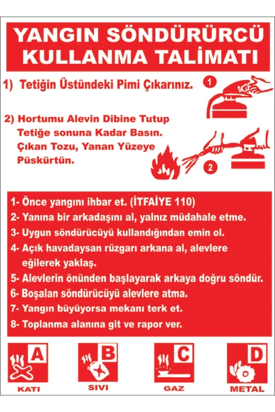 Yangın Söndürücü Kullanma Talimatı Levhası 25x35 cm Dekota Levha Kolay Montaj ürün görseli 1