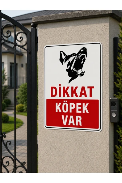 Dikkat Köpek Var Uyarı Levhası 25x35 cm Dekota PVC İkaz Tabelası Bahçe Kapı ürün görseli 1